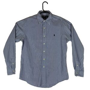 Ralph Lauren Shirt Mens Medium Blue Plaid Long Sleeve Button Down Pony Logo